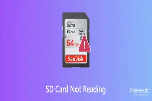 一張 SanDisk Ultra 64GB SD 卡的圖片，卡面上疊加了一個紅色的三角形驚嘆號警示圖標